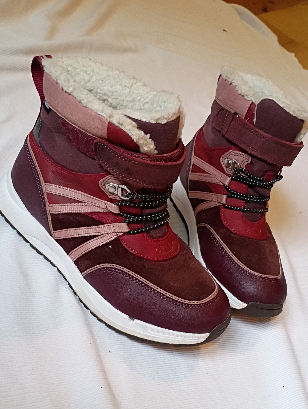 Clarks Play Prints Kids Burgundy Waterproof Winter Boots